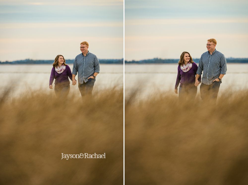 Ashley and Paul's engagement pictures on the James River in Williamsburg