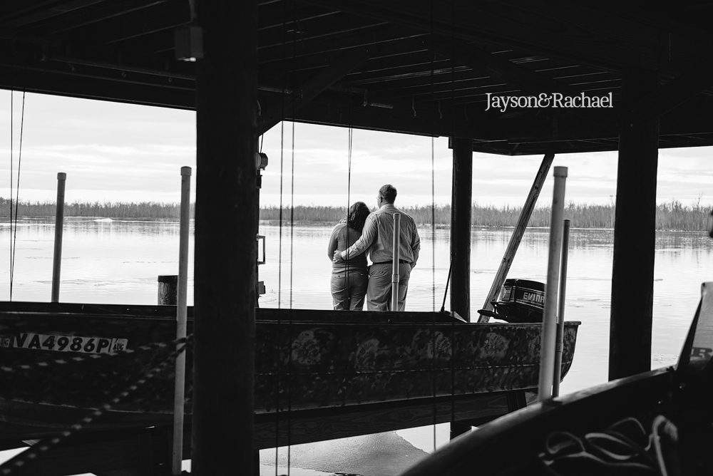 Ashley and Paul's engagement pictures on the boat dock