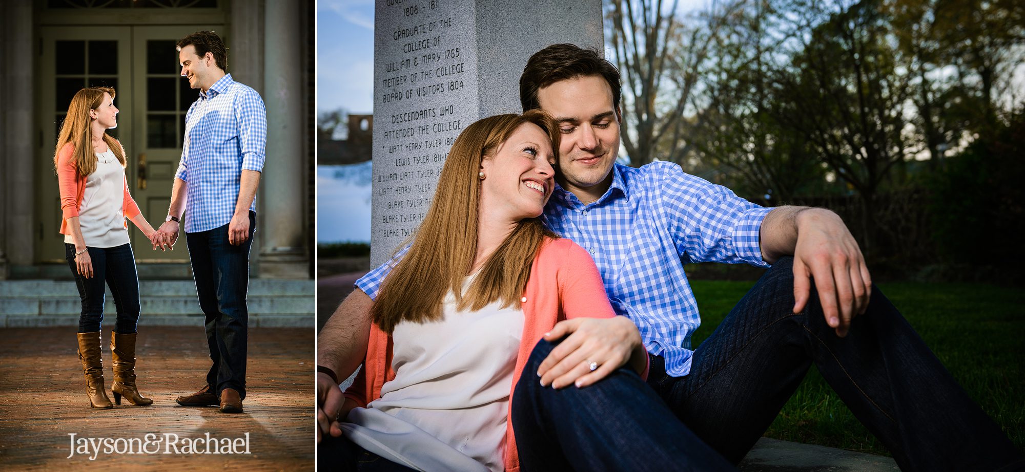 Engagement pictures at William and Mary College