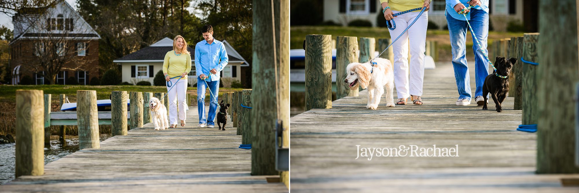 Lauren and Chris' River Engagement Session with dogs