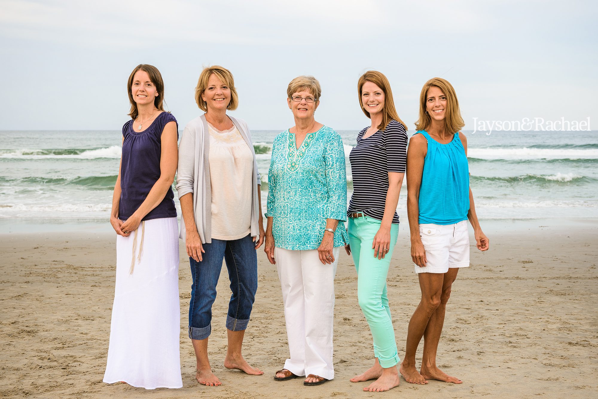 Mom and daughters on the beach in Corolla NC